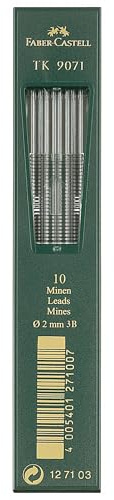 FABER-CASTELL - Fallminen TK 9071 3B, 2 mm, 10 Stück | Hochwertige Ersatzminen für Fallminenstifte, präziser Strich und leicht radierbar