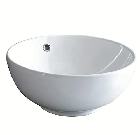 NEG Keramik Waschschale Uno20A (rund, Durchmesser 43 cm, 17 cm hoch) Aufsatz Waschbecken (weiß) mit hohem Rand und Nano-Beschichtung