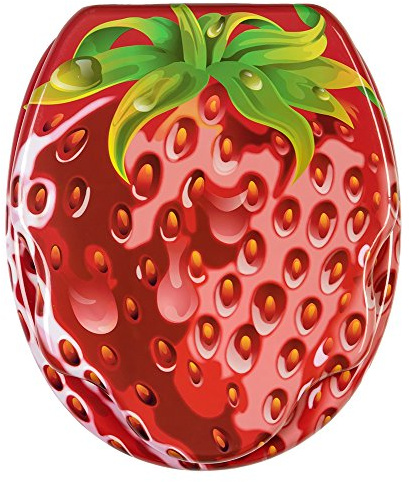 Sanilo Toilet Seat, Stable Hinges, Easy to Mount, Wooden Toilet Seat Strawberry
