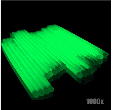 KNIXS 1000x Arm-Knicklichter - Grün leuchtend inkl. 1000x 3D-Verbinder und je 20x Ballverbinder und 7-Lochverbinder, seit 15 Jahren in Profiqualität, Glowstick / Leuchtstab - für Party, Festival, Geburtstag oder als Dekoration