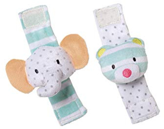 Manhattan Toy Playtime Plüsch Elefant & Bär Handgelenk und Knöchel Babyrassel Set