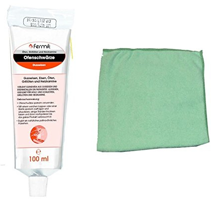 Kochplatten Elektroplatten Reiniger Ofenschwärze inkl. Microfasertuch zum Auftragen (Schwarzpaste 100 ml)