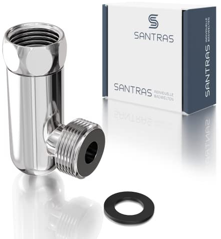 SANTRAS® Robinet de vidange DELUXE pour l'évacuation de l'eau stagnante dans le tuyau de douche en chrome - Robinet de vidange chromé pour l'évacuation du tuyau de douche FABRIQUÉ EN ALLEMAGNE