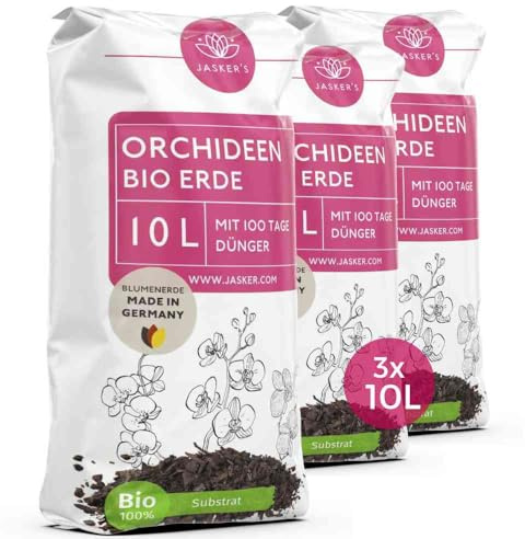 Orchideenerde 30 L (3x10L) - Orchideensubstrat aus 100% natürlichen Rohstoffen - Blumenerde für Orchideen - Luftig & Lockere Erde für Pflanzen mit Dünger - Orchideen Erde - Orchid Soil