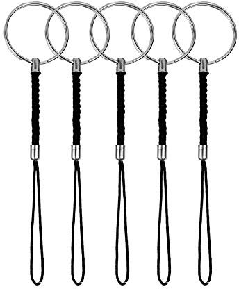 ENUODA Cordon avec Dragonne pour Téléphone Portable, Clé USB, Lecteur MP3, MP4, Mini-Appareil Photo Lot de 5 Noir