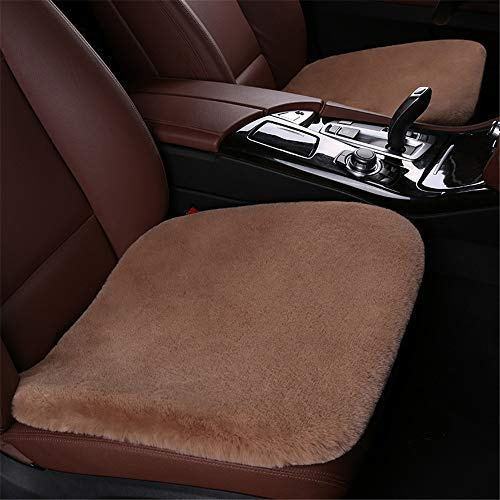 Hava Kolari Auto-Sitzbezüge Universal Autositzkissen Winter Plüsch Autositzschoner Dreiteiliger Anzug Warm halten Einzelsitz Quadratische Auflage (Vordersitze,Bohnenpaste)