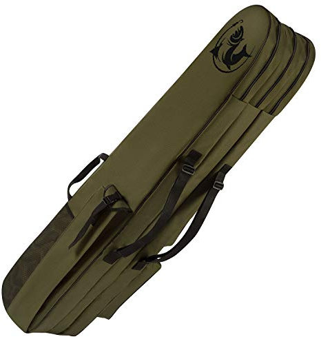 Ferocity Premium Angeltasche 150 cm Rutentasche Rutenfutteral Angelkoffer 3 Kammer Made in EU mit Fischmuster [023]