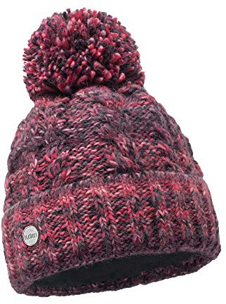 ELIMELI Vintermössa för kvinnor, varm stickad vintermössa med tofs, vintermössa, tofsmössa, tillverkad i EU, färgval 19005, fuchsia, en storlek