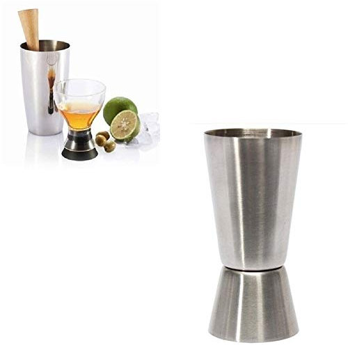 HXSZWJJ Acciaio Inossidabile 25-50ml Doppio Jigger Bar Misura Jigger Cocktail Barista Bevanda Miscelazione Tazza di Misurazione di Accessori (Color : Silver)
