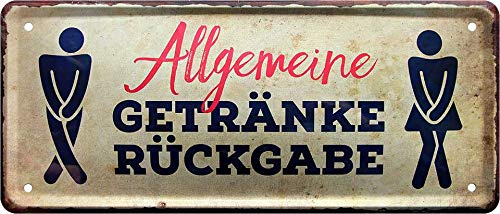 Blechschild ''Allgemeine Getränkerückgabe'' 28x12cm Geschenk Lustige Sprüche Feier Vintage Retro Geburtstag Deko Party Überraschung Fan Zuhause WC Open Closed Badezimmer