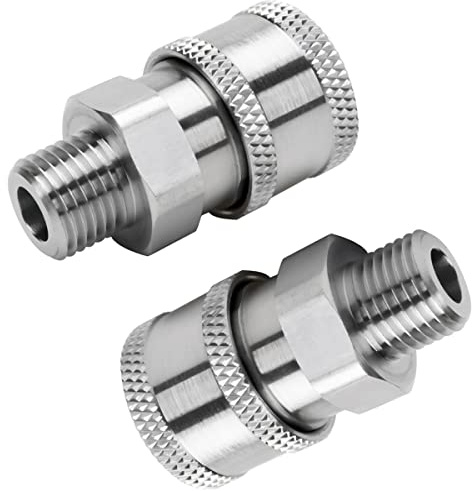 Beduan Pressure Washer Fitting 304 Stainless Steel 3/8 NPT Male Quick Connector Coupler Socket Adapter, 5000 PSI (Pack of 2)