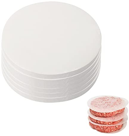 Jagowa 200PCS 15 Cm Burger Paper Non-Stick Baking Paper Hamburger Patty Parchment Paper Round for Burger Press (15 Cm)