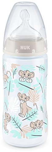 NUK Baby Bottle, Baby, 300 ml, Anti-Colic, Temperature Control, BPA-Free, Silicone Teat, Disney First Choice+, 6-18 Months, Mehrfarbig