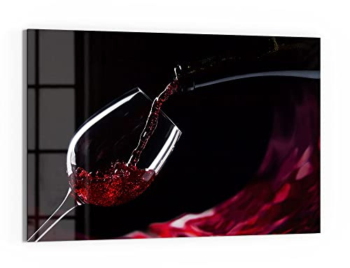 DEQORI Glas-Magnettafel | 60x40 cm groß | Motiv Rotwein ins Glas gegossen | Memo-Board aus Glas | Magnetboard inkl. Magnete, Stift & Tuch für Küche & Büro | Tafel magnetisch & beschreibbar