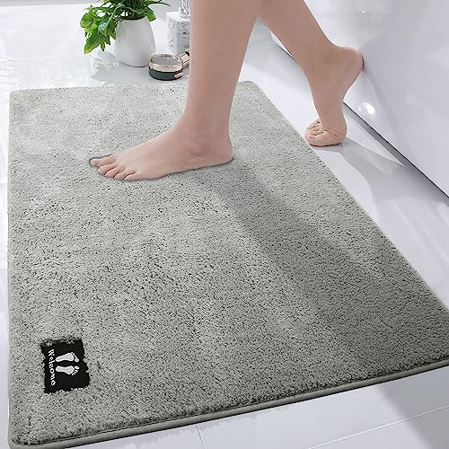 RTBQJ-AT Extra stor badrumsmatta 120 x 80 cm badrumsmattor, halkfria badmattor för badrum, mikrofiber badrumsmatta, maskintvättbar absorberande duschmatta, ljusgrå