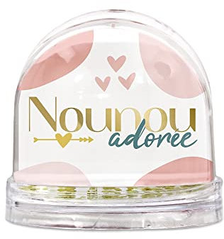 STC - Boule À Neige Nounou CONFETTIS Coeurs Or 9CM