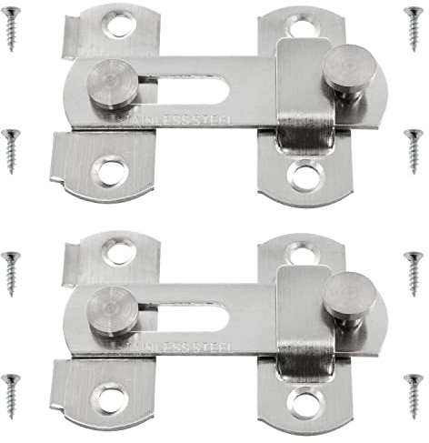 Yocimango 304 Edelstahl-Riegelschloss Torriegel Flip Latch Lock Sicherheitstürschloss Schiebetür Scheunenschloss Riegel für Gärten, Badezimmer, Outdoor, Garagen, Fenster, Hühnerstall (Silber), 2 Stück