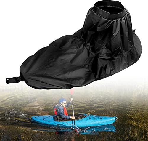 Ejoyous Kayak Spray Skirt, Waterproof Canoe Spray Deck Universal Nylon Boat Splash Cockpit Covers Adjustable Surf Kayak Sprayskirt Kayak Water Sports Accessory (Black)