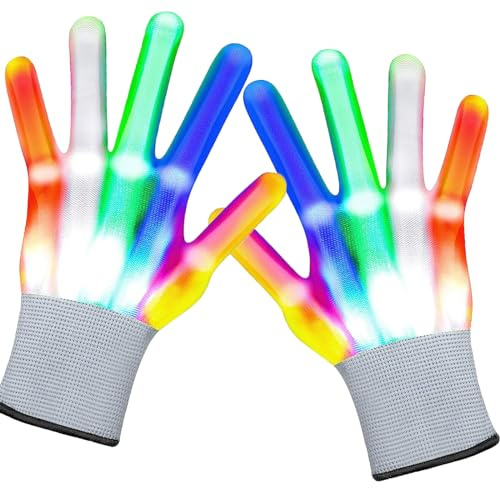 LED Handschuhe Kinder, LED Scream Ghostface Halloween Maske, Led Handschuhe Erwachsene, für Halloween Mitgebsel Weihnacht Raves Party Clubs Partygeschenke,Pielzeug ab 3 4 5 6 7 8 Jahre Junge Mädchen