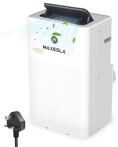 Maxesla Portable Air Conditioning Unit, 4 in 1 Portable Air Conditioner 12000BTU with Sleep Mode, Cooling, Dehumidifier and Fan with 3 Speed, Air Conditioning Unit with 24H, Window Venting Kit, Remote