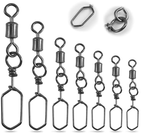 Goture Edelstahl Stahl Schnapp Wirbel, Angelwirbel, Kreuzlinien-Rollwirbel, hochfeste Angel-Snap-Wirbel, Kugellager-Wirbel, Edelstahl-Angelwirbel, Salzwasser-Korrosionsbeständigkeit