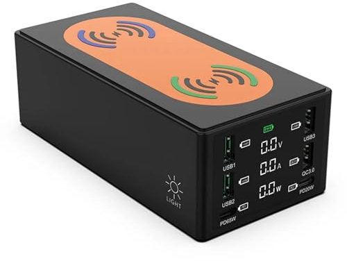 150W Fast Charge Charger, Type C USB Wireless Induction Qi High Speed Cell Phone Quick Charging Station for Mobile Phones, Tablets,Black