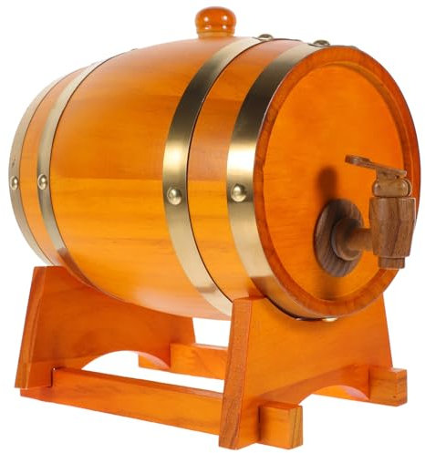 OUNONA 1. Barril De Madera De 5 litros Barril De Cerveza Barril De Vino Barril De Envejecimiento Cubo De Almacenamiento De Cerveza para Vino Licores Cerveza Y Amarillo Claro (con