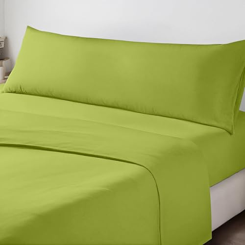 HIPERMANTA Juego de Sábana 4 Piezas Microfibra - Adaptable Colchón, Ropa Cama Elegante, Suavidad Extra, Ajuste, Descanso Relajante, Transpirables, Cama 180 Pistacho