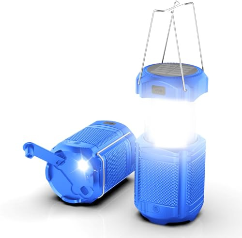 Camping Lantern Rechargeable Camping Lights with Solar Hand Crank and LED Flashlight Telescopic Portable for Outdoor and Tent Emergencies