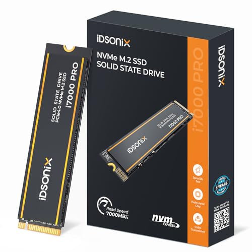 iDsonix M.2 SSD 2TB, NVME SSD M.2 2280 PCIE GEN4X4, Geschwindigkeit von bis zu 7.000 MB/s, interne SSD mit 3D NAND Blitz und Kühlkörper, interne Festkörperstatus Laufwerke für PS5, PC, Laptop, Desktop
