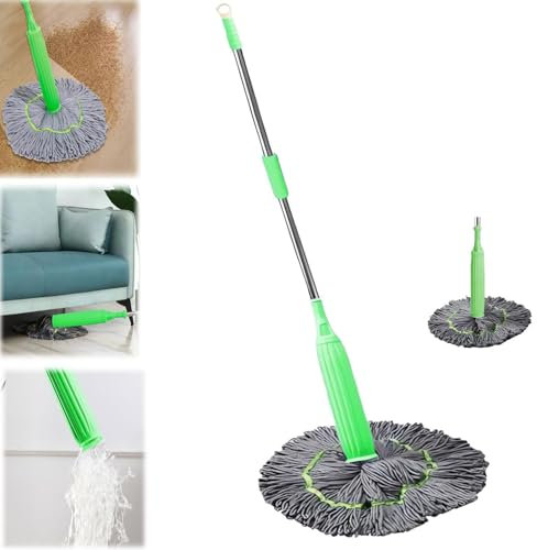yamaal Trapeador deshidratado 2 en 1, trapeadores giratorios autoescurridos, trapeador de Limpieza de Paredes Redondo con Giro de 360 ​​​​Grados Trapeadores de Madera Dura Trapeador Microfibra húmedo