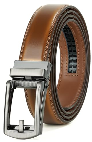 JASGOOD Ceinture Homme Ceinture Automatique à Cliquet en Cuir pour Homme Réglable pour Jeans les Pantalons Costumes Largeur 30mm