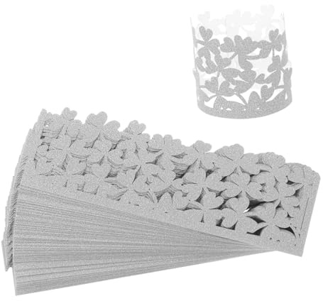 SHOWERORO 50stücke Papier Serviettenringe Pappe Vierblättrige Kleeblatt-Design Tischdekoration Für Partys Hochzeiten Und Und Festliche Serviettenhalter