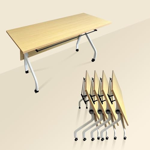 Konferenzraumtisch - Klappbarer Konferenztisch, Klappbare Konferenzraumtische auf Rädern, Rechteckige Besprechungsraumtische, Flip-Top-Schulungstisch, Konferenztisch mit Metallrahmen (Farbe