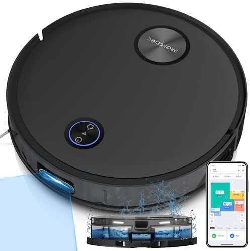 Proscenic V10 Saugroboter mit Wischfunktion, 3000Pa Staubsauger Roboter Ultraschall-Wischsystem, PathPro™ Laser-gestützte Navigation, kompatibel mit Siri, Alexa&App-Steuerung
