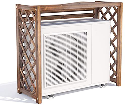 Fensterdekoration Klimaanlage Zaun Bildschirm Braun Outdoor Holz Klimaanlage Abdeckung Massivholz Zentrale Klimaanlage Schutzrahmen Außen Pflanze Blumenregal Fensterläden Weatherpr