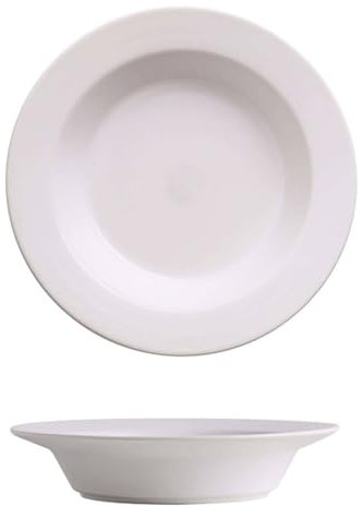 Assiette Creuse en céramique Porcelaine Grande avec Rebord, Lot de 2 Bols à pâtes, Assiette à Salade de Service, Passe au Micro-Ondes et au Four.-blanc-20x20x4cm, 500ml