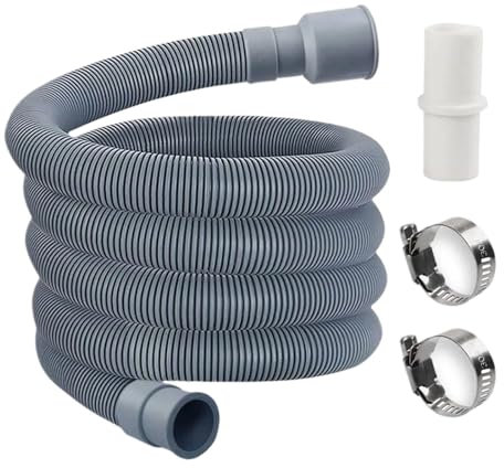 Drain Hose,Extension Pipe, Washing Machine Hose Washing Machine Dishwasher Corrugated Drain Hose Long Flexible Extension Waste Pipe Kit with Connector Clip for Bathroom
