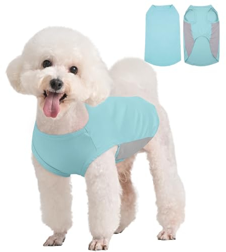 Kuoser Hundekühlweste, Atmungsaktive Sommerweste Hund Sommer-Kühljacke für Kleine Hunde Leichtes Kühlshirt Elastisches Material（Blau, XS）