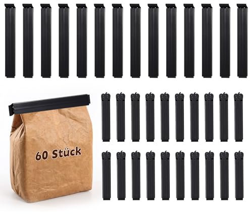 Warpest 60 Stück Verschlussclips Tütenclips Clips für tüten, Lebensmittel Clips Klammern für Tüten Klips für Tüten Verschlussclips für Beutel Verschlussklammern Gefrierbeutel Clips 7/ 11cm