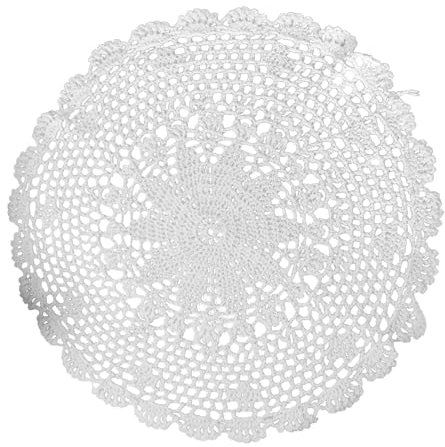 Handgefertigte Häkeldeckchen – runde Spitzen-Platzdeckchen | Polyester-Baumwoll-Tischsets | Tischset zum Häkeln | runde Form Spitze geflochtene Dekoration für Küche, Arbeitsbereich, Esstisch,