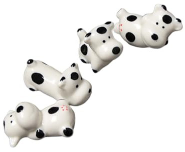 Cabilock 4 Piezas Cerámica Adornos para Porta Palillos Diseño De Vaca Lechera De Soportes para Palillos y Cucharas Decoración De Mesa Hogar o Restaurante Patrón Patrón