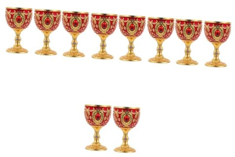 PRETYZOOM 5 Pieds Verre À Vin en Métal Européen Carafon À Vin Coupe des Rois Verres À Vin Bouteilles en Buvant Calice Cocktail Expresso Tasse Infuseur Découle Jeu Alliage Rouge 2pcs * 5