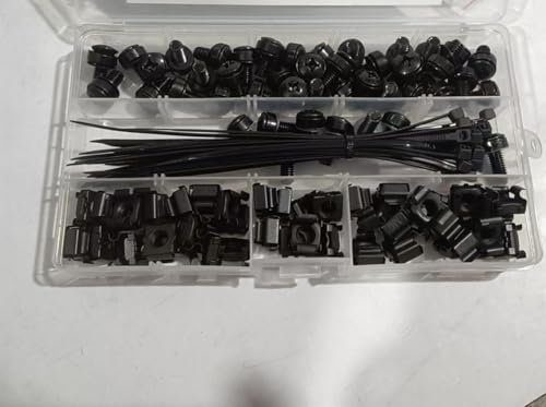 Set di 110 dadi a gabbia M6, dadi e viti per armadi di rete, server, con 22 fascette (nero)