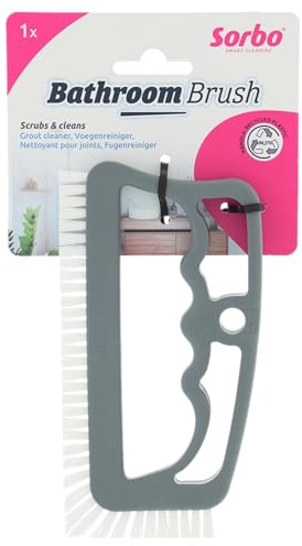 Sorbo Cepillo para Juntas de baño – Cepillo de Limpieza ergonómico con cerdas de Nailon – para Juntas de baldosas, Esquinas y Bordes – eficaz contra la Suciedad – Higiénico y Resistente – De plástico