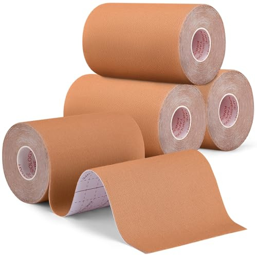 TOBWOLF 4 Rollen Kinesiologie Tape, Kinesiotape 10cm x 5m Extra Breit