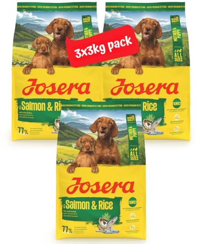 JOSERA Family | 3X 3 kg | Premium Trockenfutter für Hunde zur Aufzucht | Mother & Puppy | Lachs & Reis | Optimale energiereiche Versorgung der Welpen mit Fettsäuren, Taurin & L-Carnitin | glutenfrei
