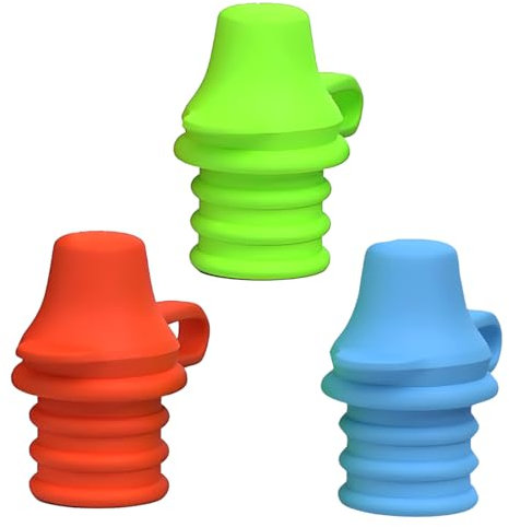 GNHG Juego de 3 boquillas de silicona de grado alimenticio para botellas de agua: adaptadores universales antigoteo para niños y bebés, compatibles con botellas y biberones estándar