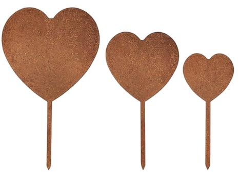 Set Of 3 Heart Metal Stakes For Garden Decoration Weatherprevent Iron Love Heart Stakes For Special Event Ornament