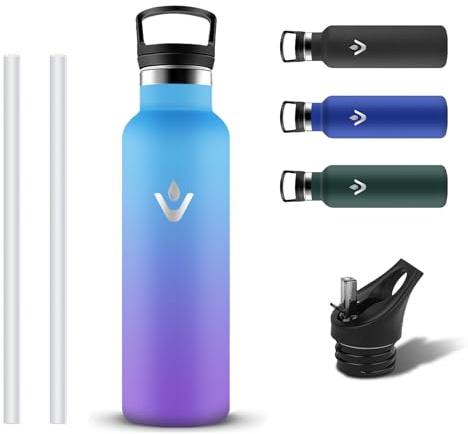 Grsta Borraccia Termica, Borraccia 500ml Senza BPA, Bottiglia Termica Senza Perdite, Riutilizzabile Borracce Bambini Acciaio Inox, Borracce Termiche con Cannuccia per Bici, Bicicletta, Ufficio